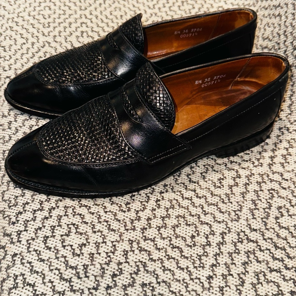 Allen Edmonds Leyland Woven Penny Loafers Split Toe Leather Shoes. - Picture 4 of 12